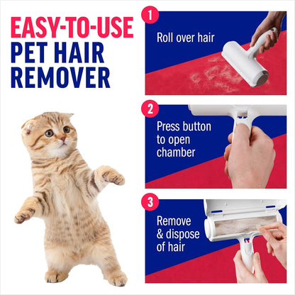 Pet Hair Remover Roller B7 – Reusable Self-Cleaning Lint Roller for Dogs and Cats – Portable Fur Removal Solution for Upholstery, Carpets, and Vehicles – White