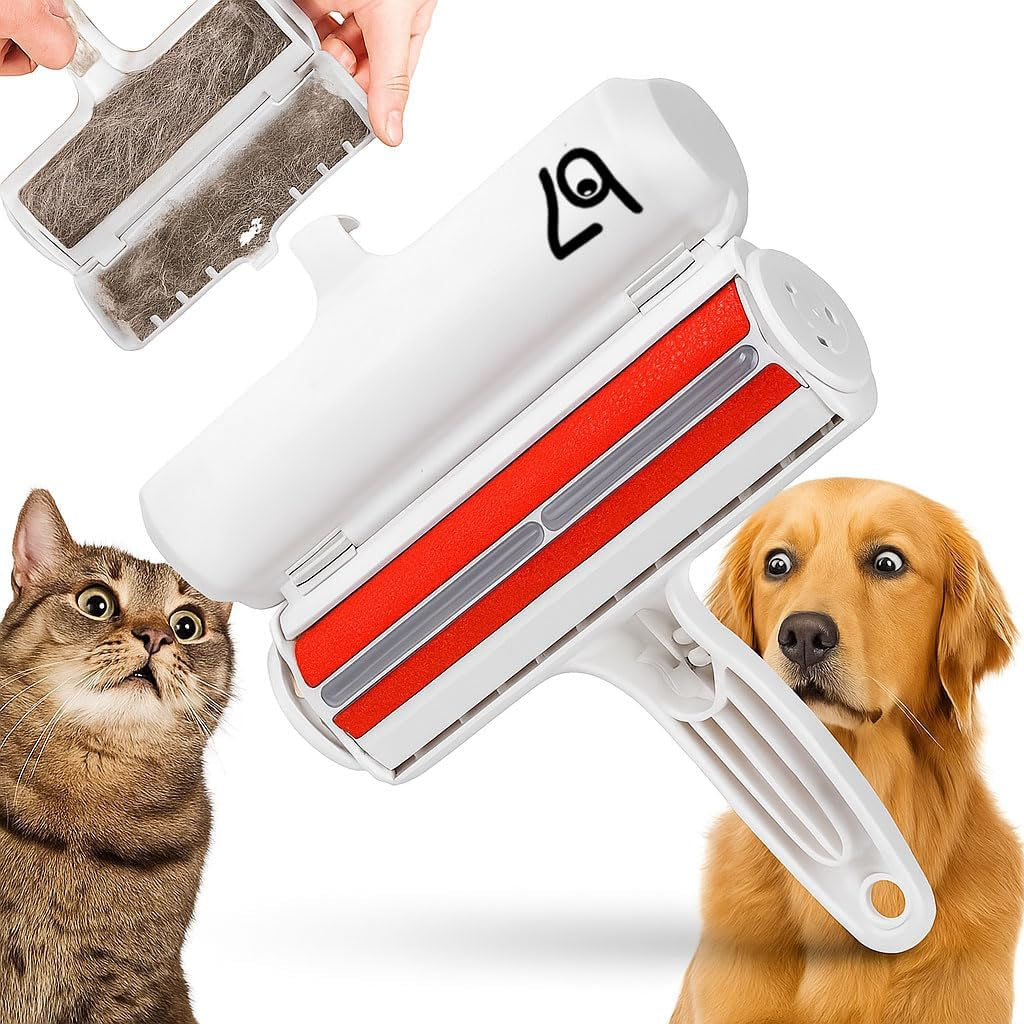 Pet Hair Remover Roller B7 – Reusable Self-Cleaning Lint Roller for Dogs and Cats – Portable Fur Removal Solution for Upholstery, Carpets, and Vehicles – White