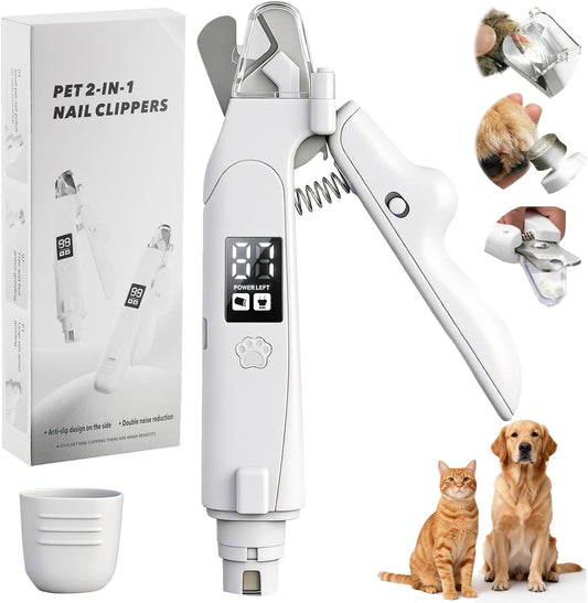 Professional Pet Nail Clippers with Integrated LED Light, 2-in-1 Design for Dogs and Cats