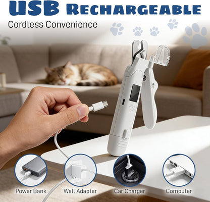 Professional Pet Nail Clippers with Integrated LED Light, 2-in-1 Design for Dogs and Cats