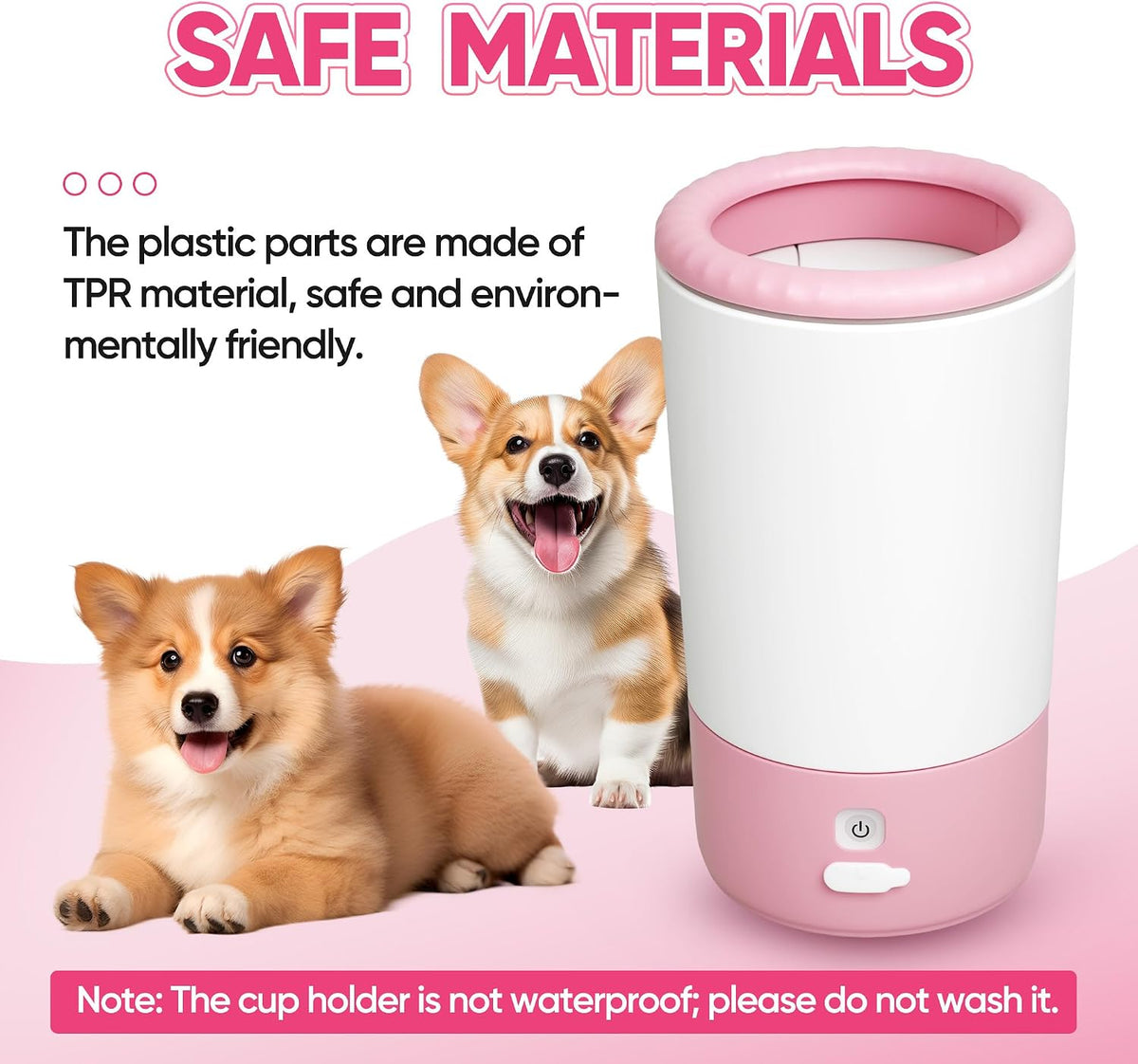 Rechargeable 360° Pink Electric Dog Paw Cleaner with Integrated Brush