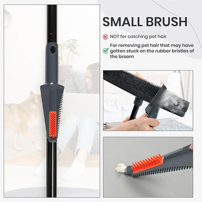 Professional Pet Hair Removal Broom for Carpet and Hardwood Floors with Integrated Squeegee