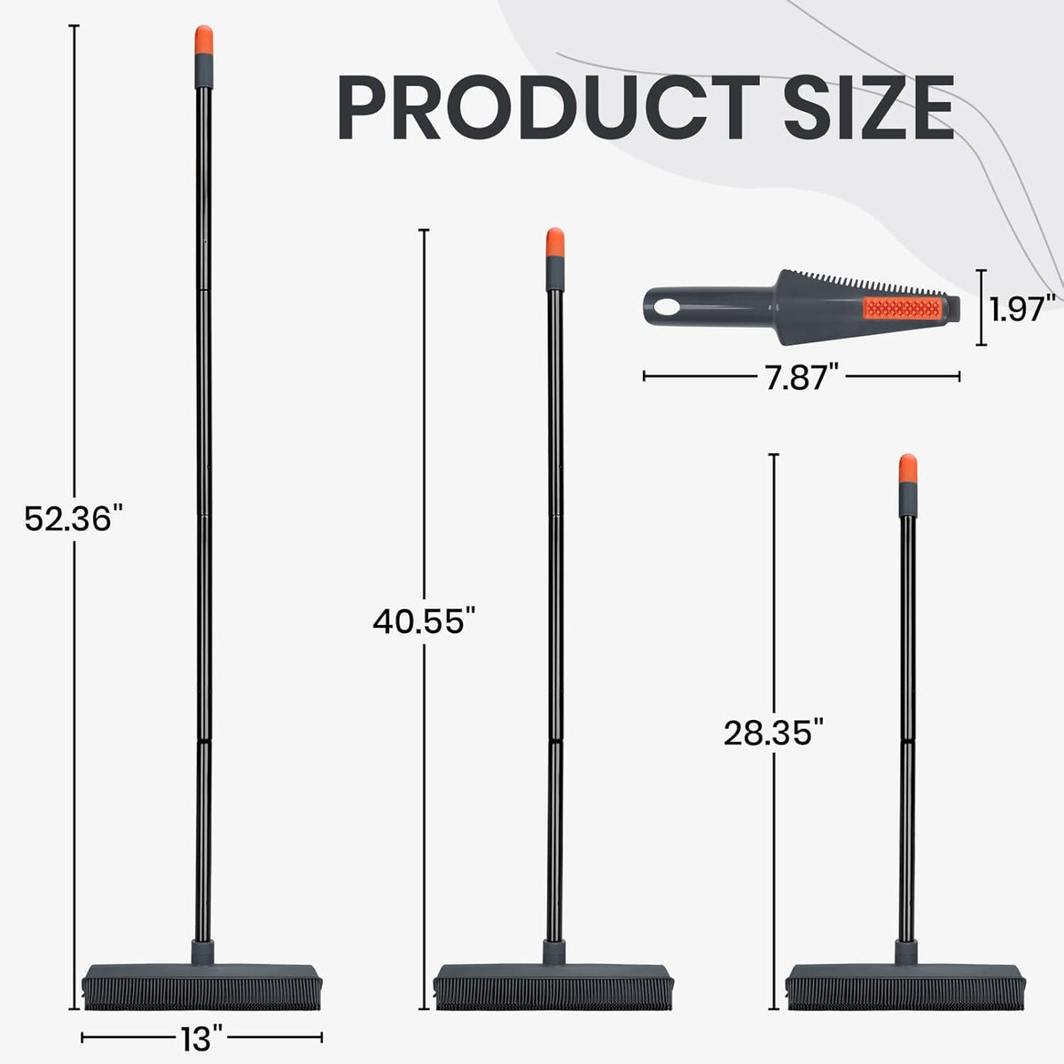 Professional Pet Hair Removal Broom for Carpet and Hardwood Floors with Integrated Squeegee