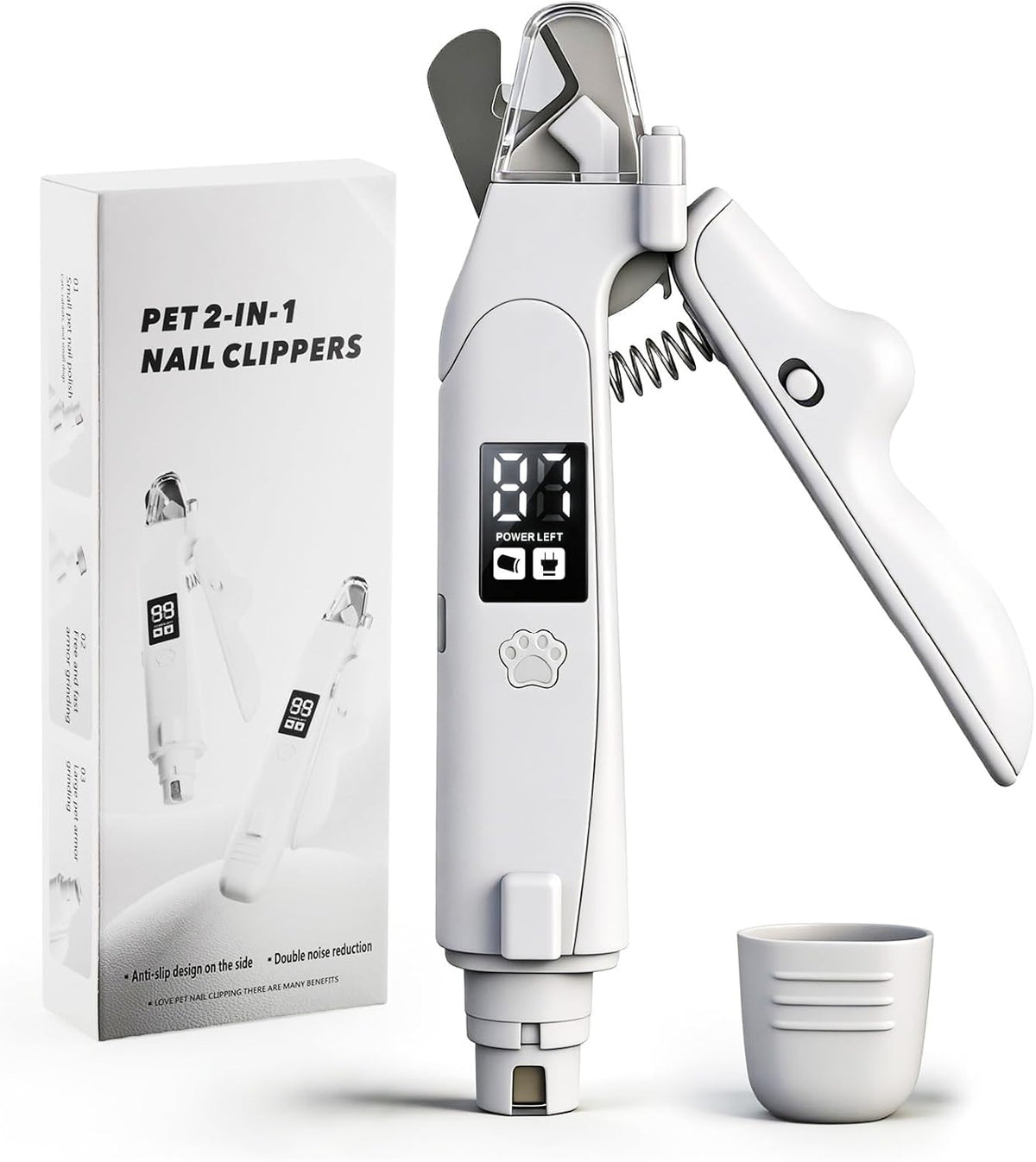 Professional Pet Nail Clippers with Integrated LED Light, 2-in-1 Design for Dogs and Cats
