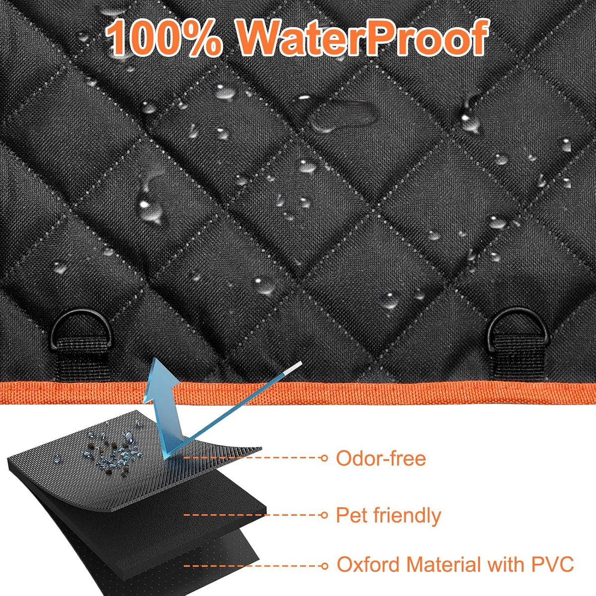 Premium Waterproof Dog Car Seat Cover for Back Seat - Heavy-Duty Pet Protector with Hard Bottom Extender, Scratchproof Nonslip Hammock Design, Compatible with Cars, Trucks & SUVs, Supports Up to 400 lbs, Features Mesh Window